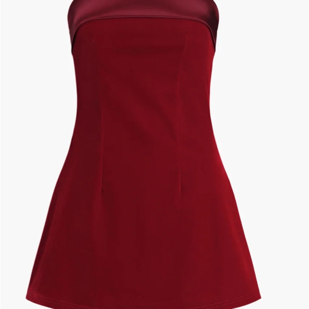 Commense Strapless Burgundy Dress